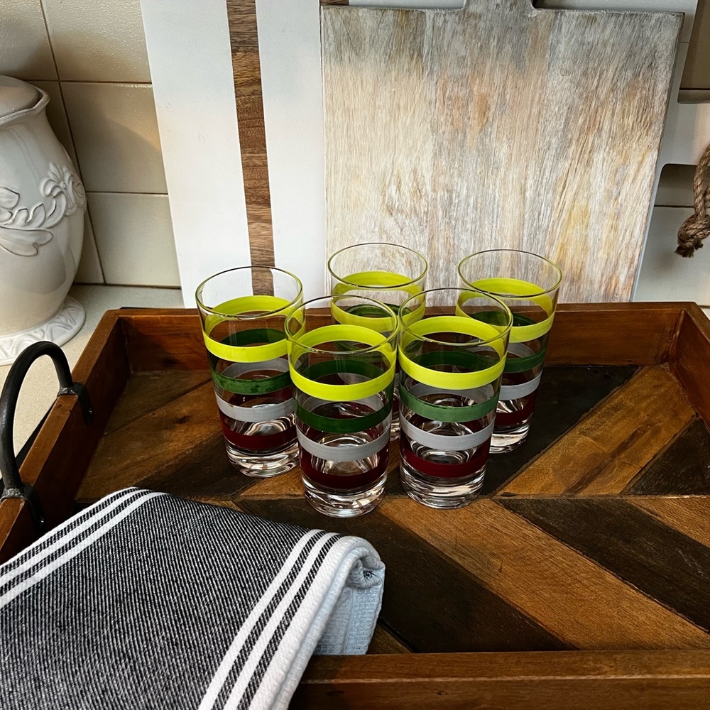 Vintage MCM Federal Striped Glassware